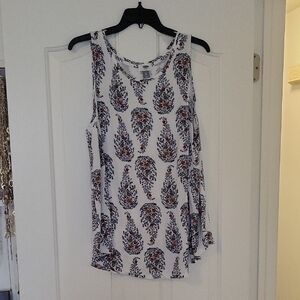 Old Navy White and Blue Patterned Tank Top